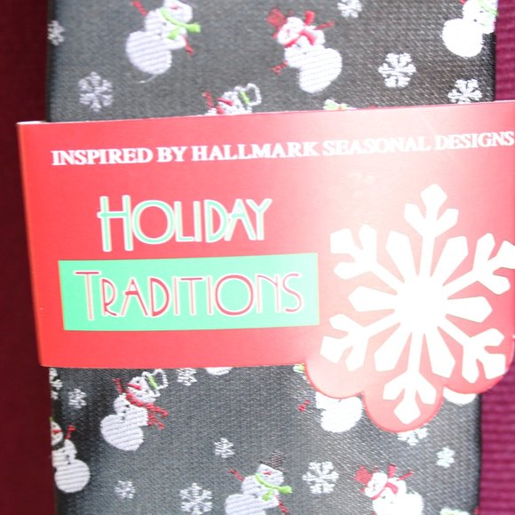 Holiday Traditions Necktie Black With Silver Snowmen Christmas - Picture 4 of 6